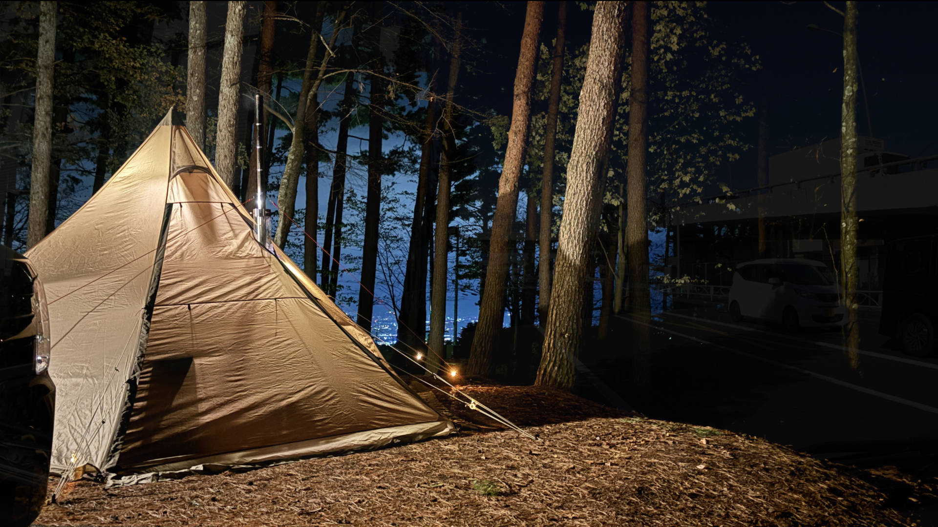 【軽バンキャンプ36】夜景と薪ストーブで最高の癒し時間